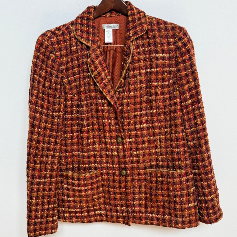 Coldwater Creek Rust Bouclé Tweed Blazer Jacket Fall Multicolor Lady Jacket - Picture 2 of 7